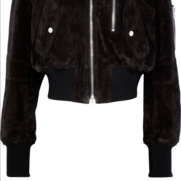 ACNE STUDIOS CROPPED BLACK SUEDE BOMBER JACKET. - Picture 5 of 5